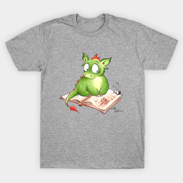 Dragon book lover T-Shirt by Alyona Shilina